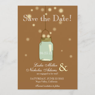 Mason Jar Fireflies Heart Wedding Save the Date