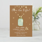 Mason Jar Fireflies Heart Wedding Save the Date (Staand voorkant)