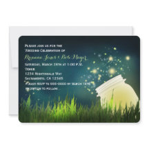 Mason Jar & Fireflies Nachtelijke Trouwuitnodiging