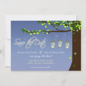 Mason Jar Fireflies Oak Tree Save the Date (Voorkant)