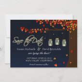Mason Jar Fireflies Oak Tree Save the Date (Voorkant)