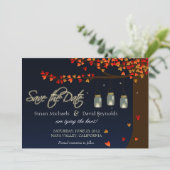 Mason Jar Fireflies Oak Tree Save the Date (Staand voorkant)