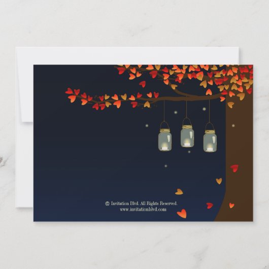 Mason Jar Fireflies Oak Tree Save the Date (Achterkant)
