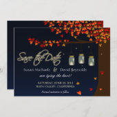 Mason Jar Fireflies Oak Tree Save the Date (Voorkant / Achterkant)