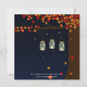 Mason Jar Fireflies Oak Tree Weddenschap Kaart (Achterkant)