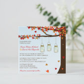 Mason Jar Fireflies Oak Tree Wedding Invite [Dag] Kaart (Staand voorkant)