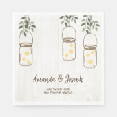 Mason Jar & Fireflies Rustic Wedding Napkins Servet (Voorkant)