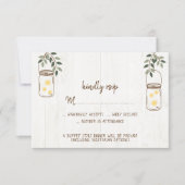 Mason Jar & Fireflies Rustic Wedding RSVP-kaarten RSVP Kaartje (Voorkant)
