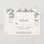 Mason Jar & Fireflies Rustic Wedding RSVP-kaarten RSVP Kaartje (Voorkant / Achterkant)
