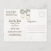 Mason Jar & Fireflies Rustic Wedding Save the Date Aankondigingskaart (Achterkant)