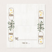 Mason Jar & Fireflies Rustic Wedding Table No. Visitekaartje (Buitenkant ongevouwen)