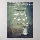 Mason Jar Fireflies Rustic Wedding Welcome Sign Poster (Voorkant)