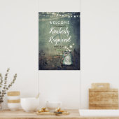 Mason Jar Fireflies Rustic Wedding Welcome Sign Poster (Keuken)