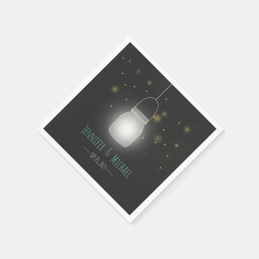 Mason Jar Fireflies Rustieke Moderne Bruiloft Servetten (Hoek)