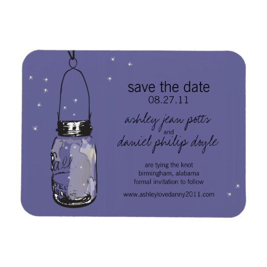 Mason Jar & Fireflies Save the Date Magneet (Horizontaal)