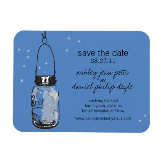 Mason Jar & Fireflies Save the Date Magneet