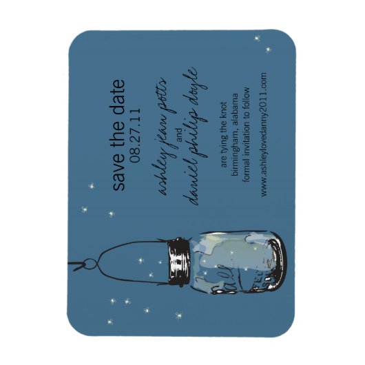 Mason Jar & Fireflies Save the Date Magneet (Verticaal)