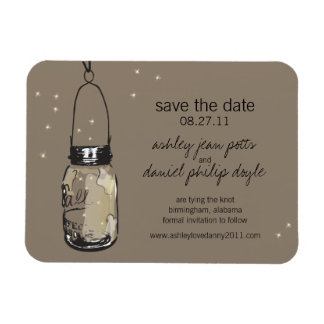 Mason Jar & Fireflies Save the Date Magneet
