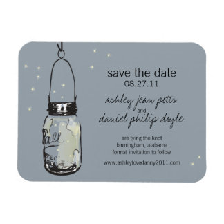Mason Jar & Fireflies Save the Date Magneet