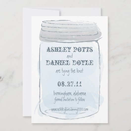 Mason Jar & Fireflies sparen de Datum Save The Date (Voorkant)