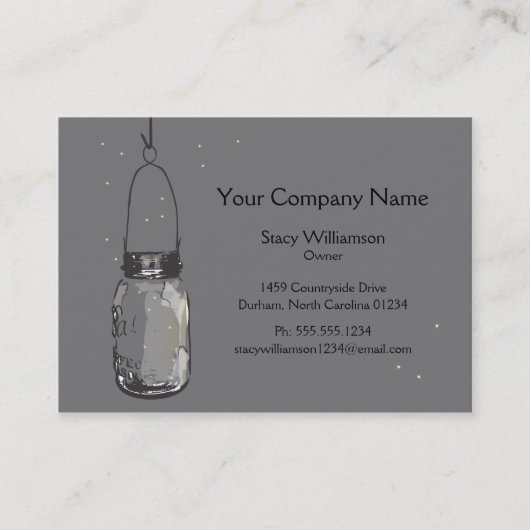Mason Jar & Fireflies sparen de Datum Visitekaartje (Voorkant)