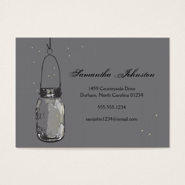  Mason Jar & Fireflies sparen de Datum Visitekaartjes (Voorkant)