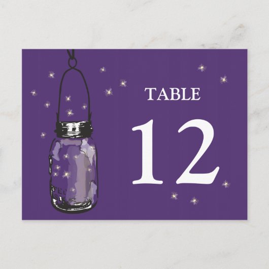 Mason Jar & Fireflies Tafel Kaart (Voorkant)