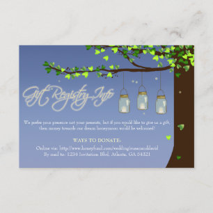 Mason Jar Firefly Eik Boom Cadeau Registratie Info Informatiekaartje