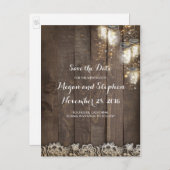 Mason Jar Firefly Lights Bewaar de datum Aankondigingskaart (Voorkant / Achterkant)