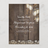 Mason Jar Firefly Lights Bewaar de datum Aankondigingskaart (Voorkant)