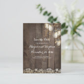 Mason Jar Firefly Lights Bewaar de datum Aankondigingskaart (Staand voorkant)