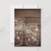 Mason Jar Firefly Lights en Lace Rustic Wedding I Kaart (Achterkant)