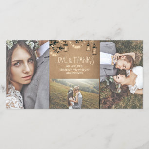 Mason Jar Firefly Lights rustieke bruiloft dank u Bedankkaart