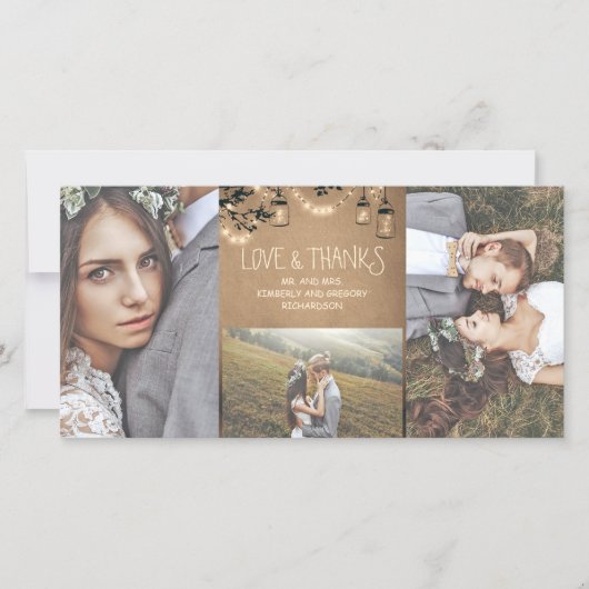 Mason Jar Firefly Lights rustieke bruiloft dank u Bedankkaart