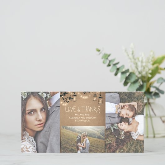 Mason Jar Firefly Lights rustieke bruiloft dank u Bedankkaart