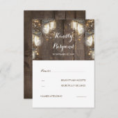 Mason Jar Firefly Lights Rustieke bruiloft RSVP (Voorkant / Achterkant)