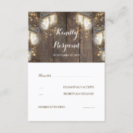 Mason Jar Firefly Lights Rustieke bruiloft RSVP Kaartje