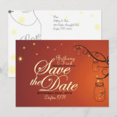 Mason Jar & Firefly Save the Date Briefkaart (Voorkant / Achterkant)