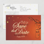 Mason Jar & Firefly Save the Date Briefkaart (Voorkant / Achterkant)