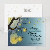 Mason Jar & Firefly Save the Date Briefkaart A (Voorkant / Achterkant)