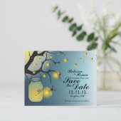 Mason Jar & Firefly Save the Date Briefkaart A (Staand voorkant)