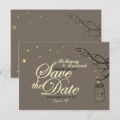 Mason Jar & Firefly Save the Date Briefkaart Latte (Voorkant / Achterkant)