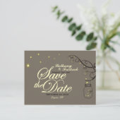 Mason Jar & Firefly Save the Date Briefkaart Latte (Staand voorkant)
