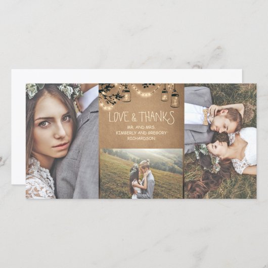 Mason Jar Firefly-verlichtings Rustieke Trouw Dank Bedankkaart (Voorkant / Achterkant)