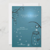 Mason Jar Firefly Wedding Invitation Blue Blauwgro Kaart (Achterkant)