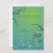 Mason Jar Firefly Wedding Invitation Green Blauwgr Kaart (Achterkant)