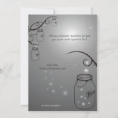 Mason Jar Firefly Wedding Invitation Grey Black Kaart (Achterkant)