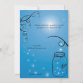 Mason Jar Firefly Wedding Invitation Medium Blue Kaart (Achterkant)