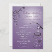Mason Jar Firefly Wedding Invitation Paars Grape Kaart (Voorkant)