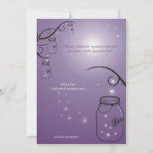 Mason Jar Firefly Wedding Invitation Paars Grape Kaart (Achterkant)
